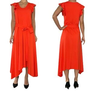 Ann Taylor petite XXSP midi length orange / red dress